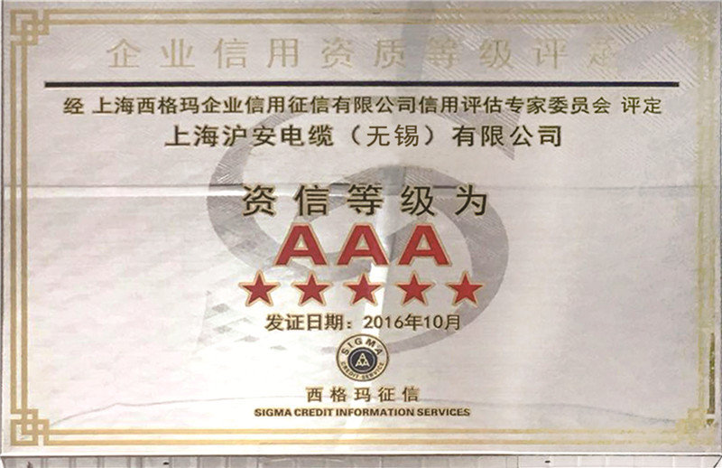 資信等級(jí)3A證書